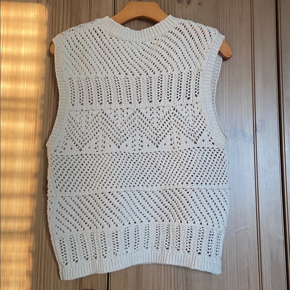 Mango Beige Cream Knit Sweater Top Vest L EUC - Picture 3 of 3